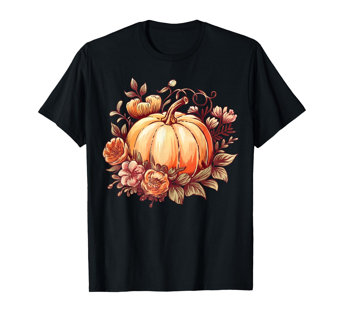 Fall Shirt Women Autumn Pumpkin Graphic Vintage Thanksgiving T-Shirt