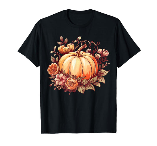 Fall Shirt Women Autumn Pumpkin Graphic Vintage Thanksgiving T-Shirt