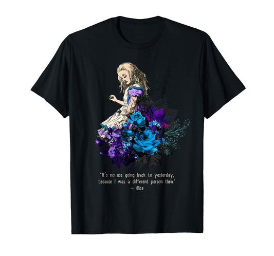 Alice adventures Wonderland Vintage Book Quote Lewis Carrol T-Shirt