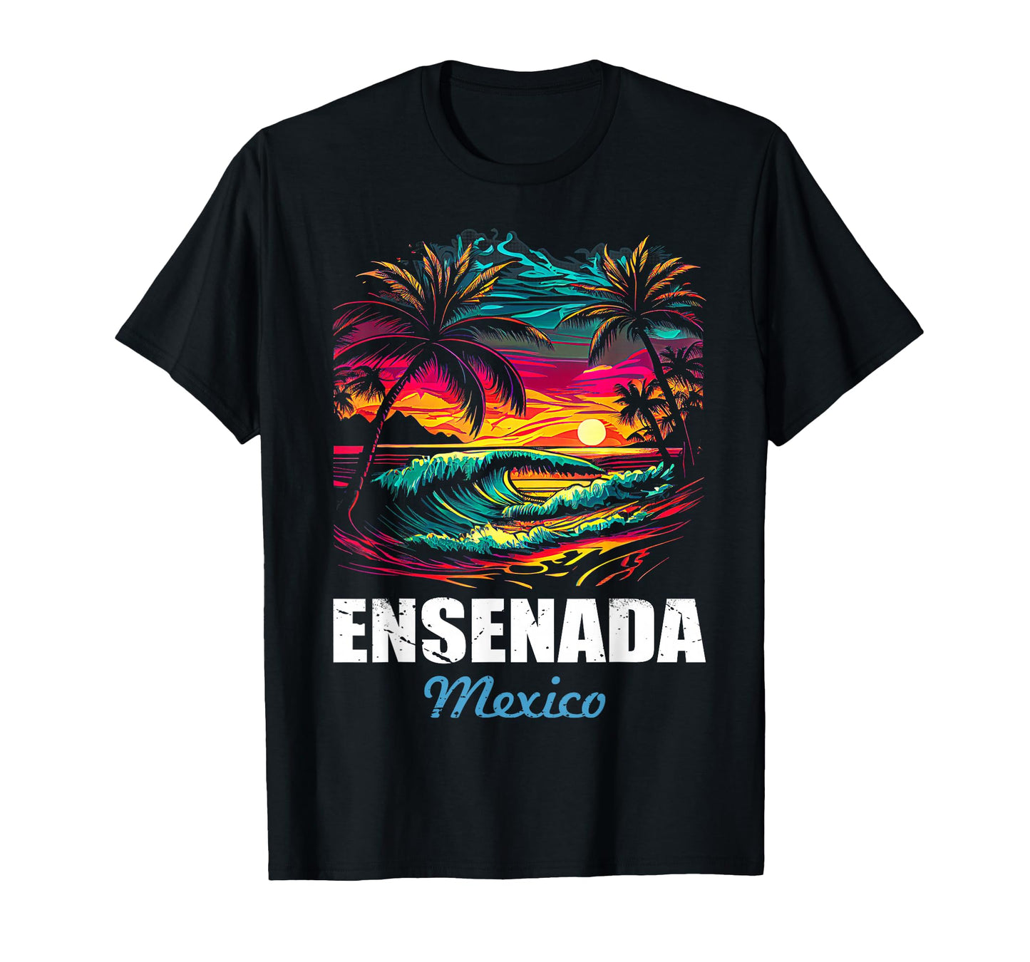 Retro Ensenada Mexico Sunset Vintage Vacation Souvenir T-Shirt