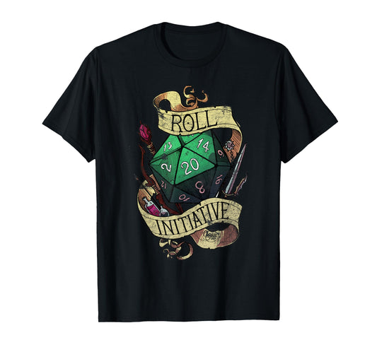 Vintage Funny Take the Initiative roll Retro Gaming Gamer T-Shirt