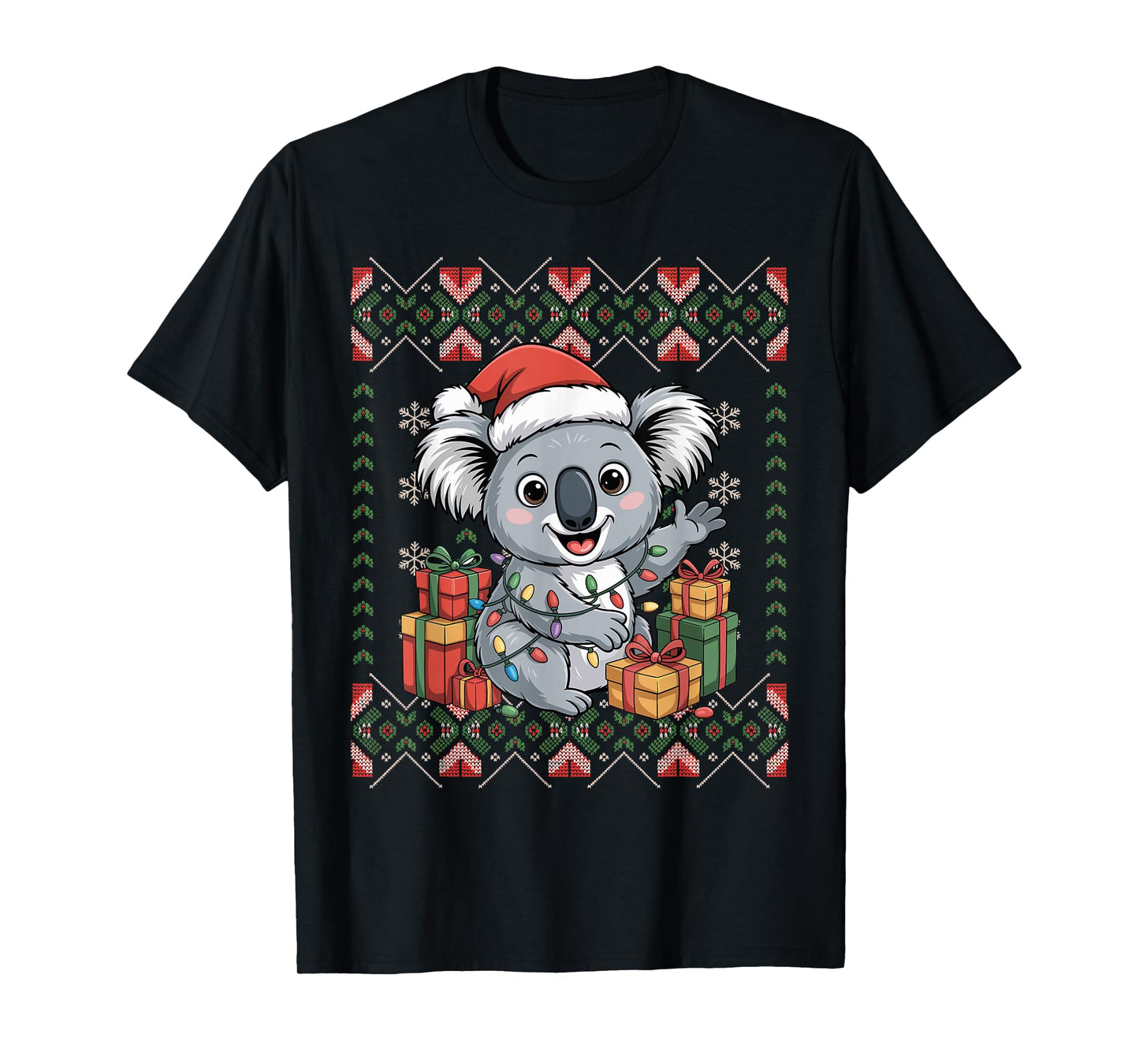Santa Koala Christmas Ugly Sweater Funny Holiday Pajamas T-Shirt