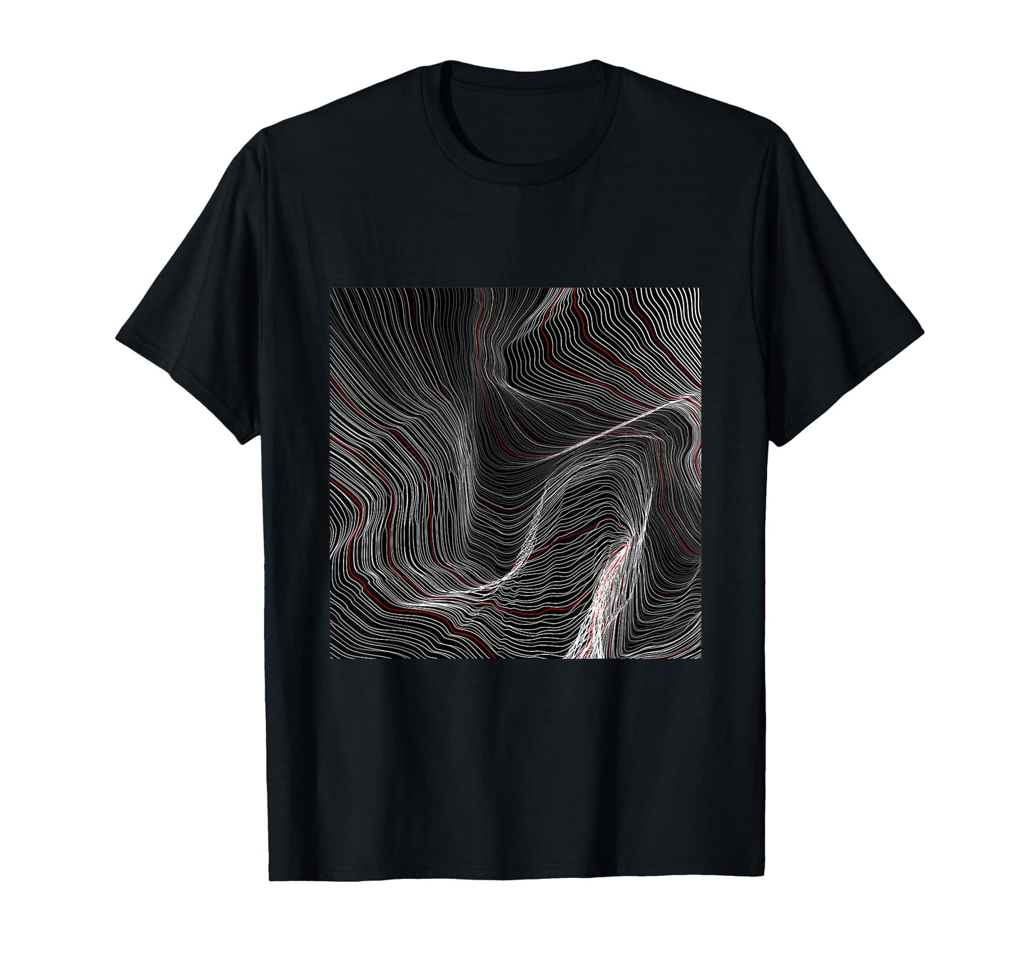 Cool Abstract Black Square With Waves Graphic Cool Designs T-Shirt