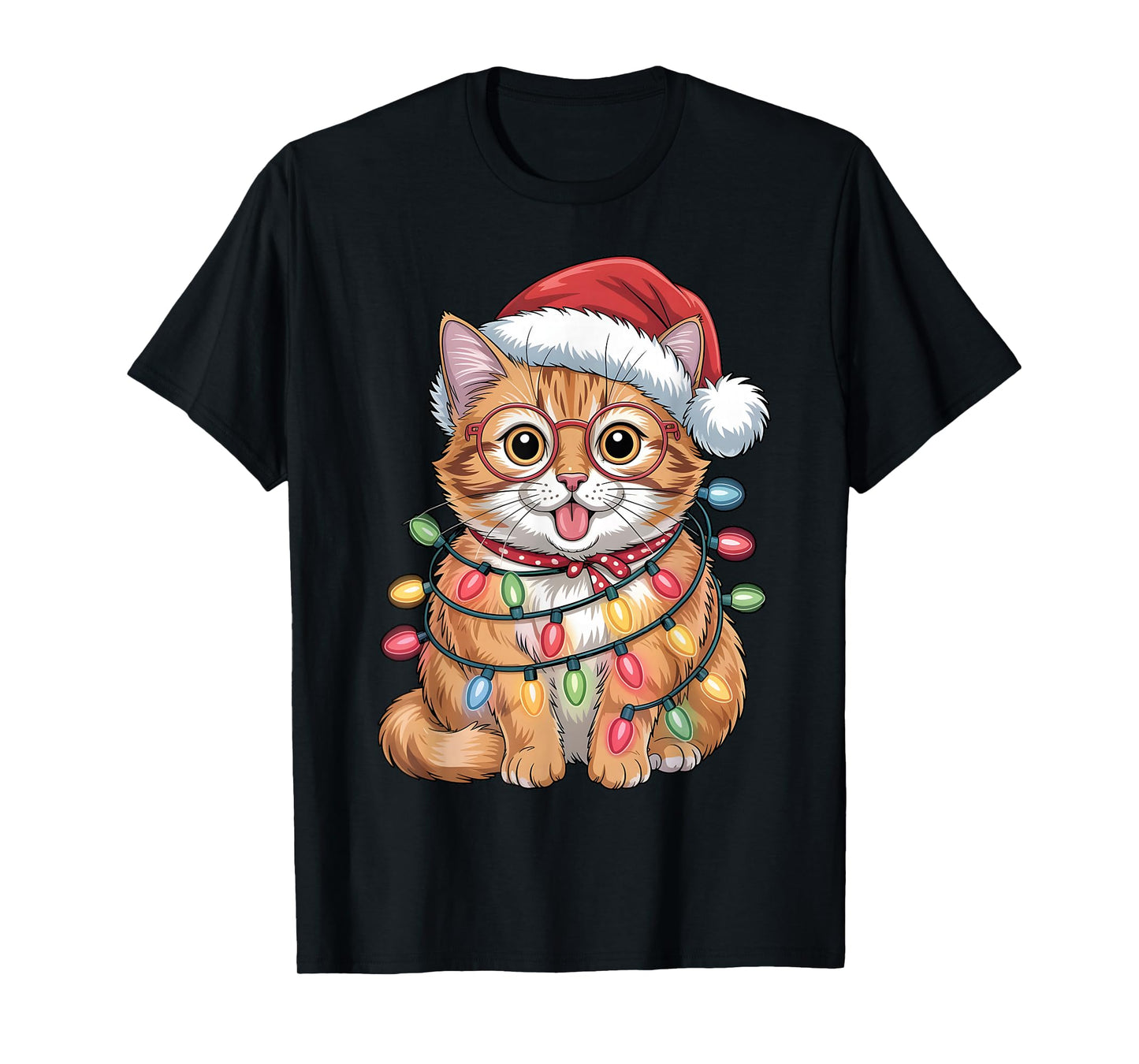 Cute Cat Christmas Santa Hat Holiday Meowy Cats T-Shirt