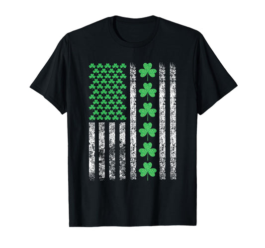 US American Irish Flag Shamrock Vintage St Patricks Day T-Shirt