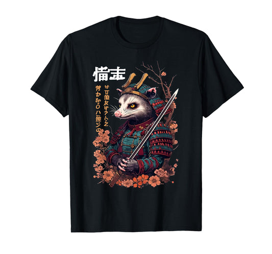 Samurai Possum Japanese Vintage Graphic Ukiyo-e Art Funny T-Shirt