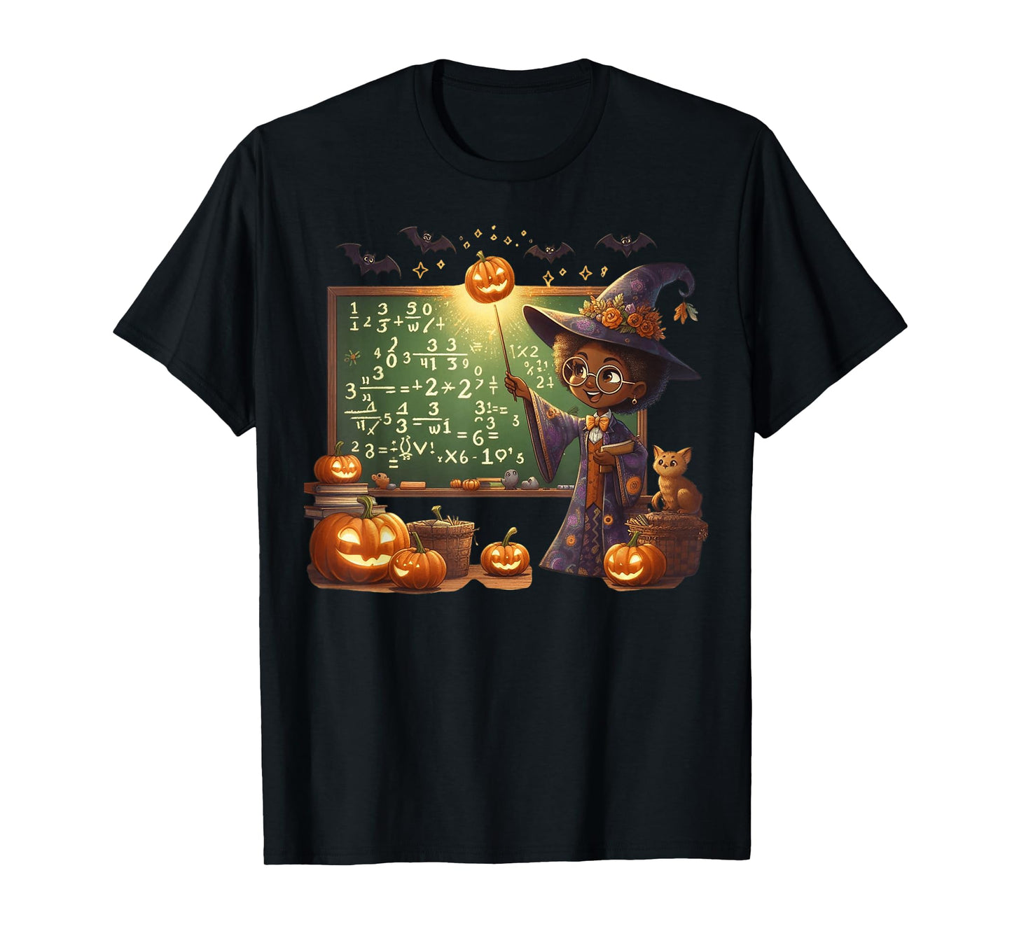 Funny Witch Teacher Halloween Math Classroom Students Kids T-Shirt