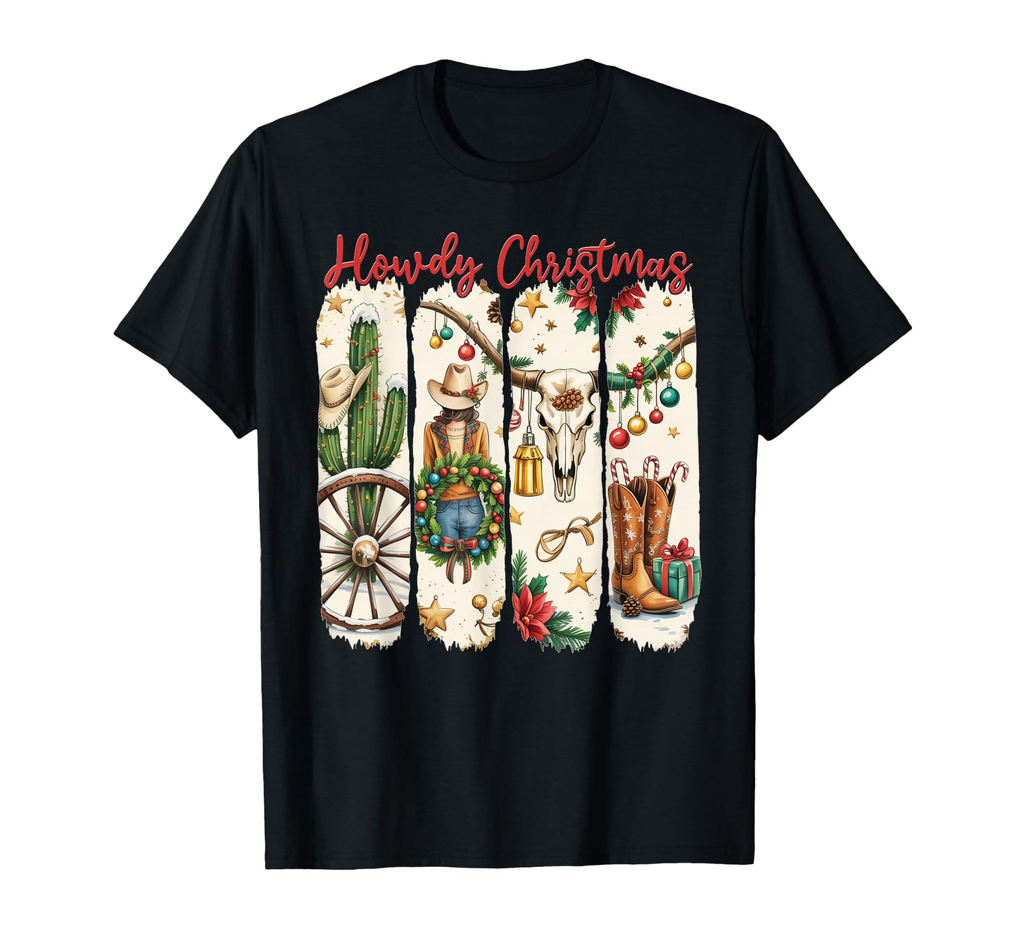 Howdy Christmas Western Coquette Bow Cowboy Cowgirl Santa T-Shirt
