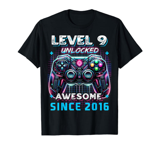 9th Birthday Boy Level 9 Gamer 9 Year Video Game Party T-Shirt