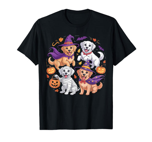 Cute Spooky Ghost Golden Retriever Dog Lover Halloween Party T-Shirt