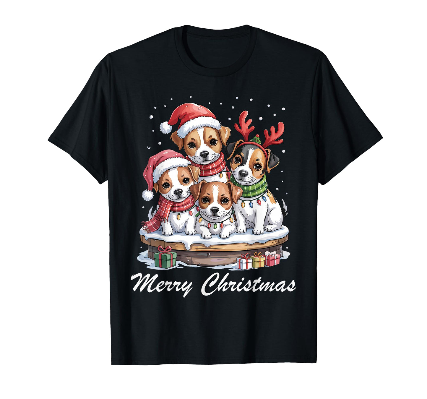 Jack Russell Merry Christmas Funny Dog Lovers Holiday Pajama T-Shirt