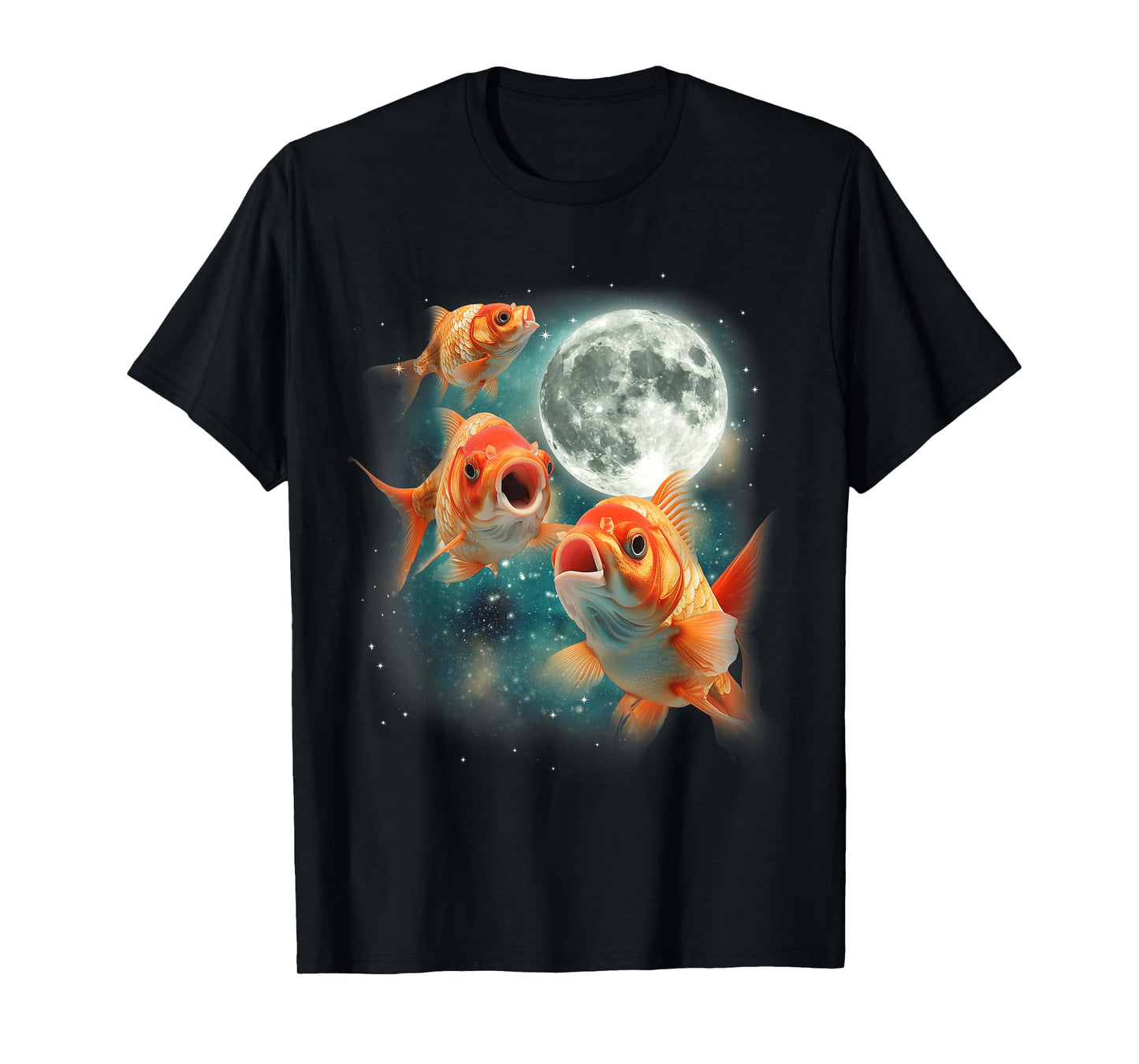 Three Goldfish Moon | 3 Fish Moon Unique Goldfish Parody T-Shirt
