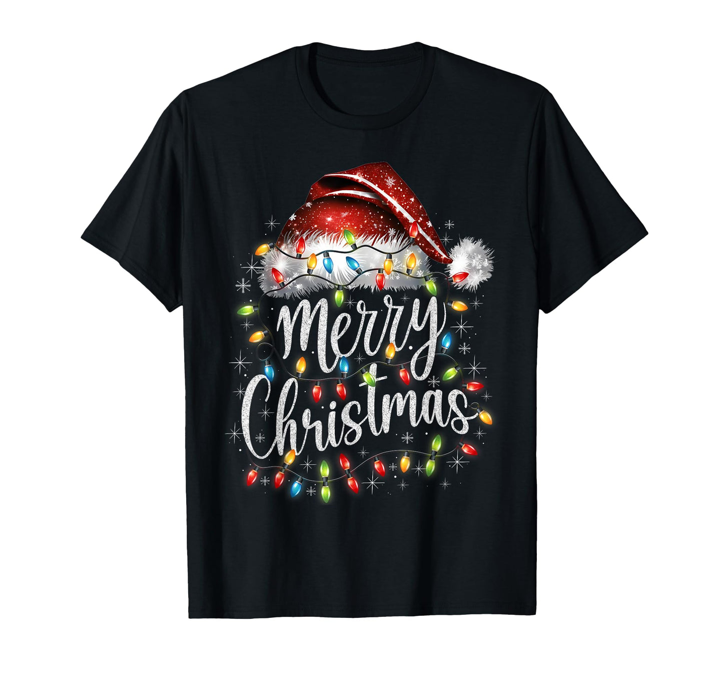 Merry Christmas Xmas Lights Santa Snowflake Holiday Family T-Shirt