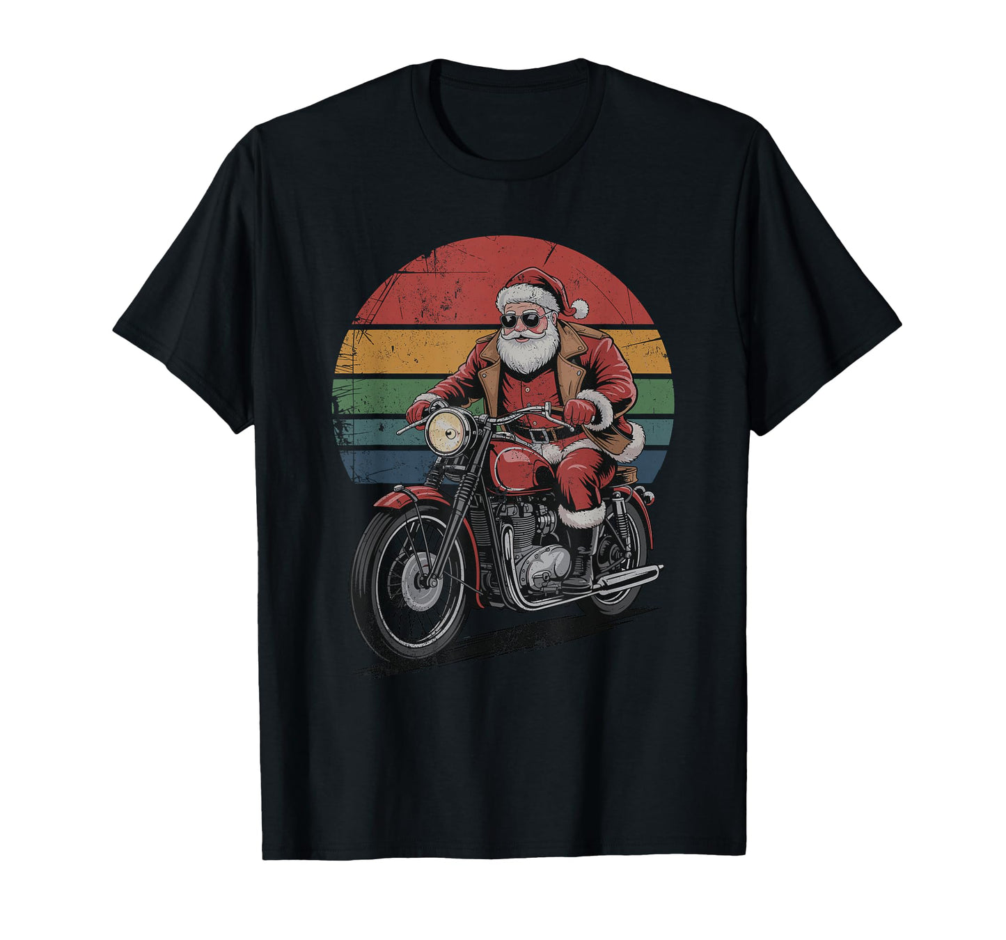 Retro Santa Riding Motorcycle Vintage 90s Christmas Holiday T-Shirt