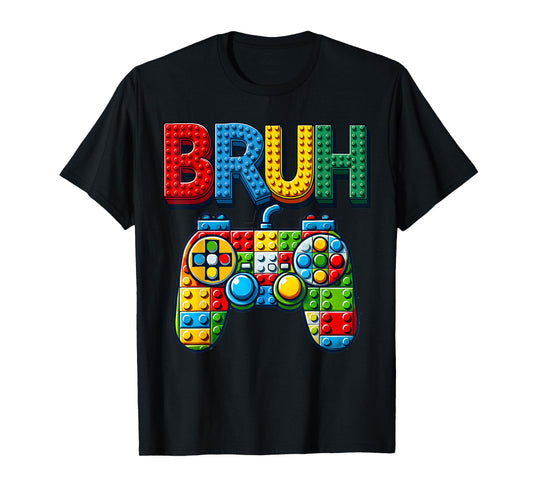 Play Building Blocks Bruh Saying Gamer Boys Brick Builder T-Shirt