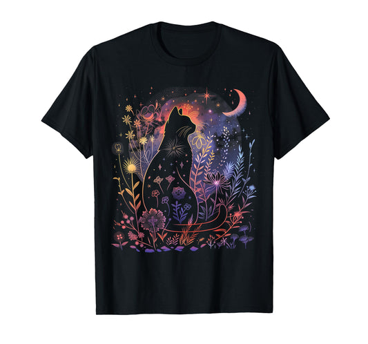Halloween Black Cat Costume Mystical Cat Lover Womens Girls T-Shirt