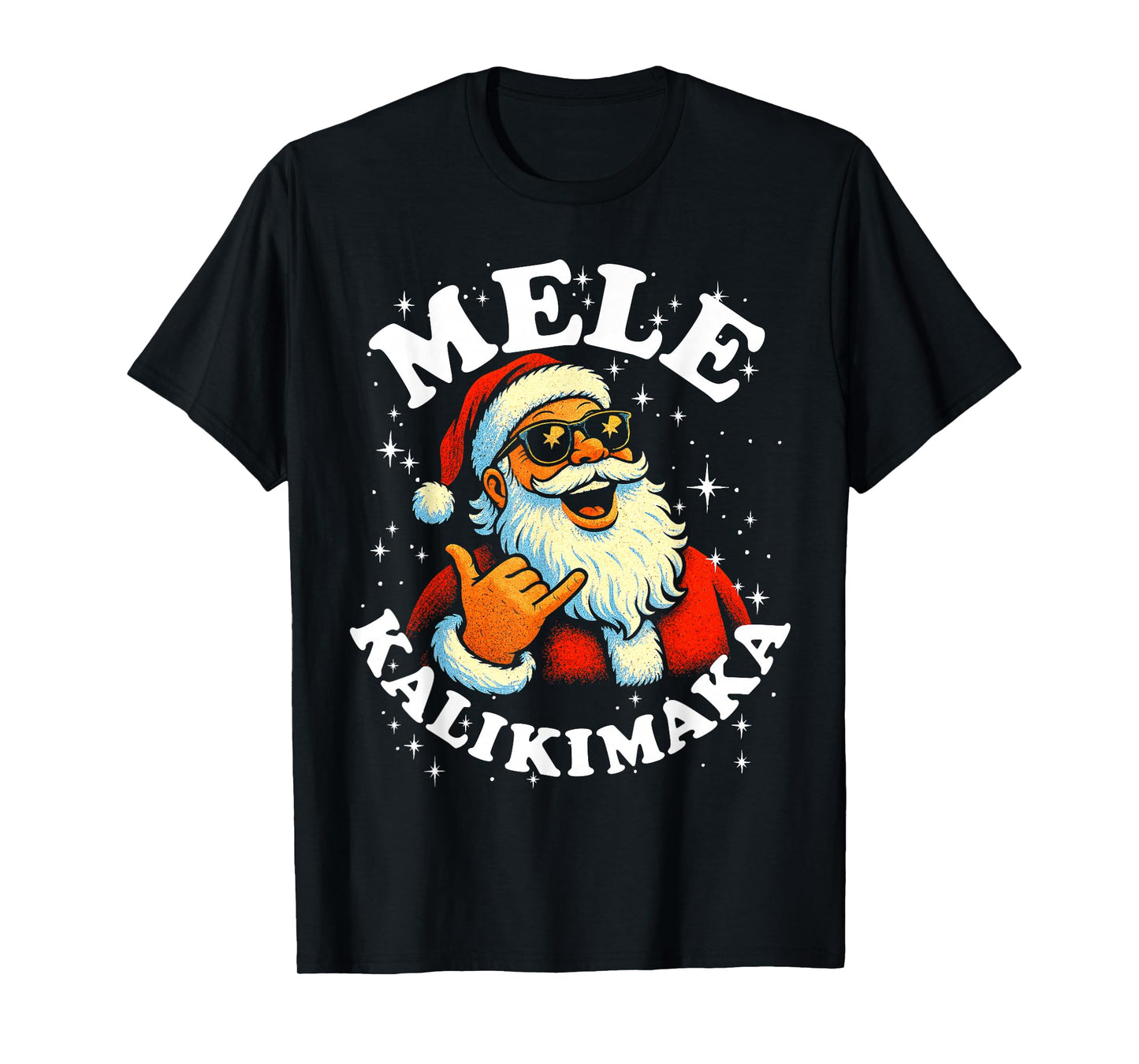Retro Mele Kalikimaka Hawaiian Christmas Party Santa Shaka T-Shirt