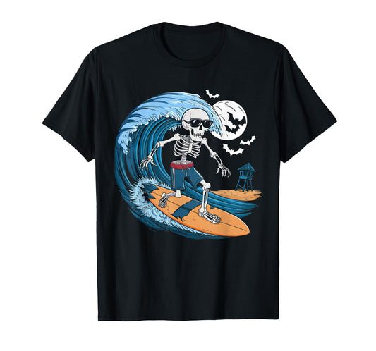 Halloween Surfing Skeleton Shirt Surfer Hawaiian Surf Hawaii T-Shirt