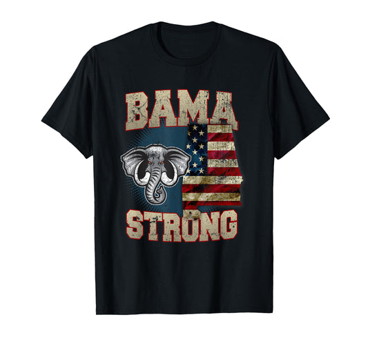 Bama Strong Alabama State With USA Flag Overlay T-Shirt