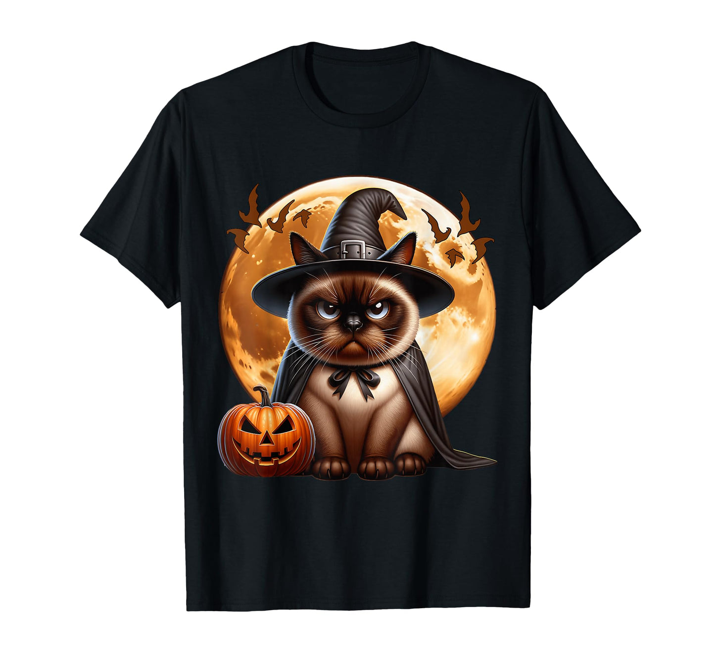 Siamese Cat Halloween Costume Witch Cat T-Shirt
