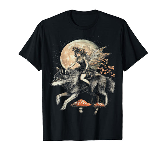 Full Moon Wolf Fairycore Cute Cottagecore T-Shirt