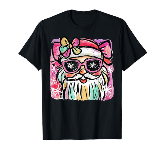 Preppy Santa Claus Coquette Christmas Girls Womans Cute Xmas T-Shirt