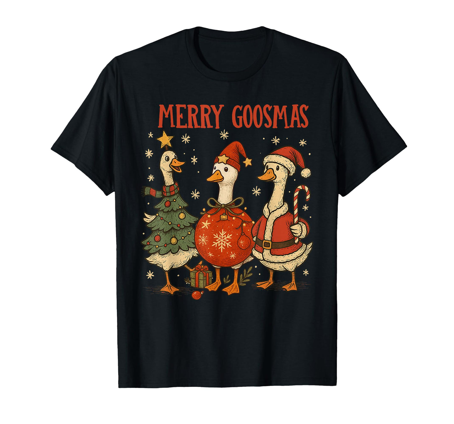 Vintage Christmas Silly Goose Santa Reindeer Men Women Kids T-Shirt