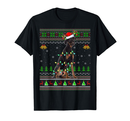 Doberman Pinscher Dog Ugly Christmas Sweaters Holiday Xmas T-Shirt