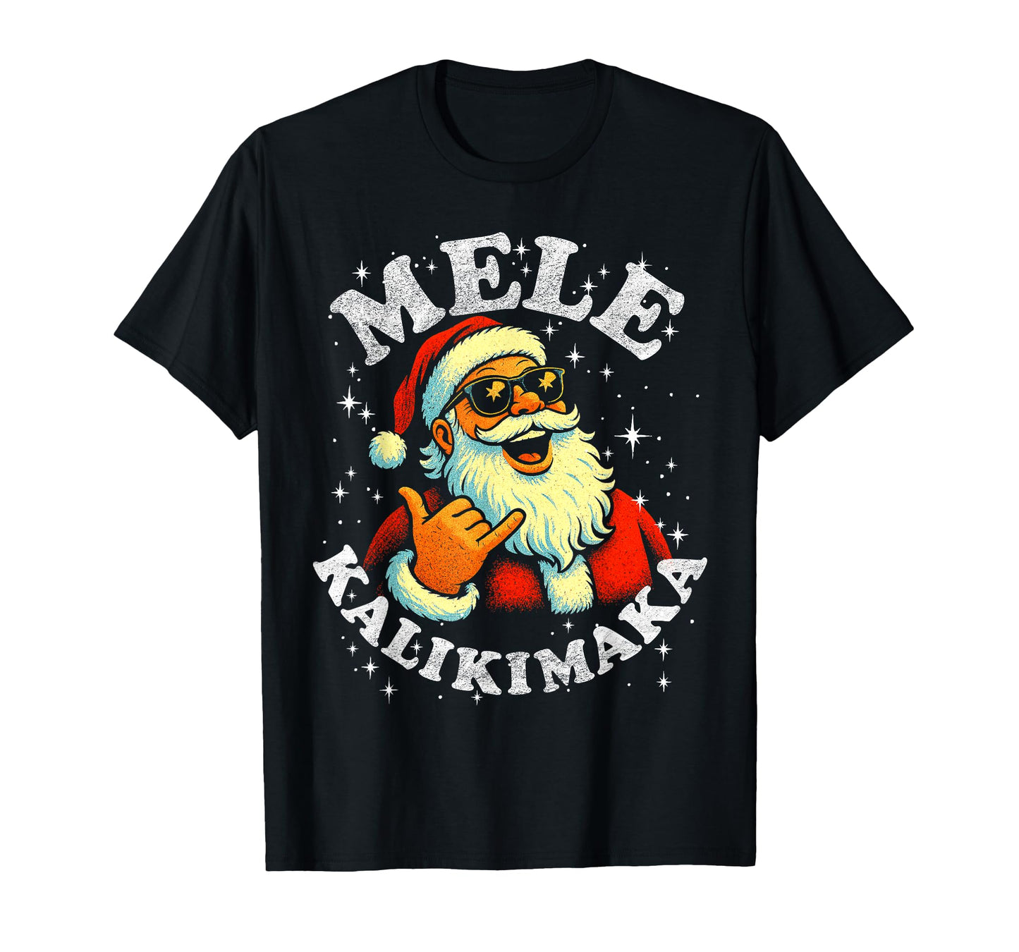 Retro Mele Kalikimaka Hawaiian Christmas Party Santa Shaka T-Shirt