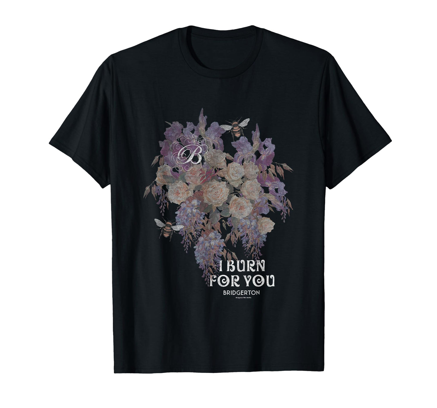 Bridgerton I Burn For You Vintage Retro Floral Chest Poster T-Shirt