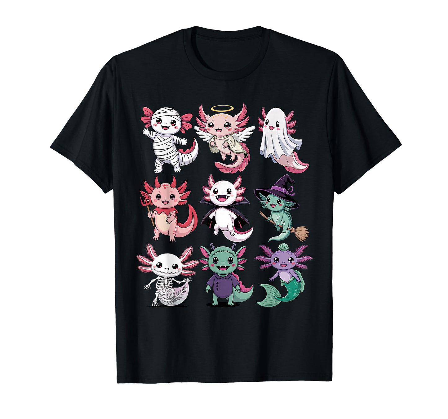 Halloween Axolotl T-Shirt - Cute Spooky Axolotls Costume T-Shirt