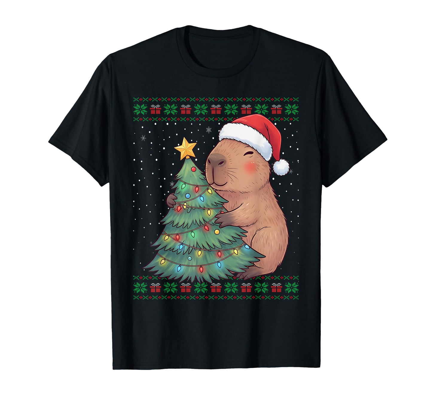 Cute Capybara Ugly Christmas Sweater T-Shirt