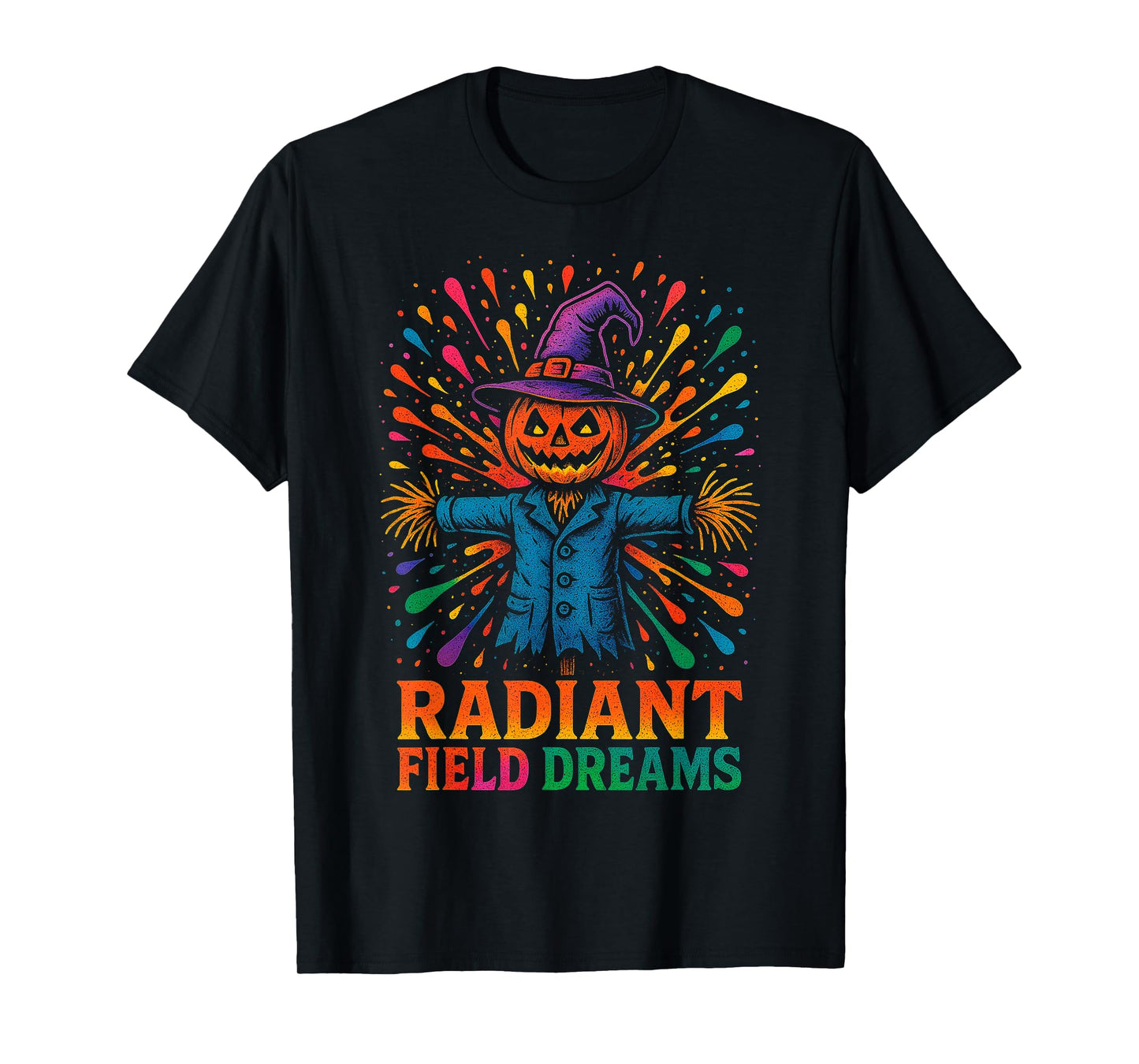 Radiant Field Dreams Pumpkin Scarecrow Psychedelic Halloween T-Shirt