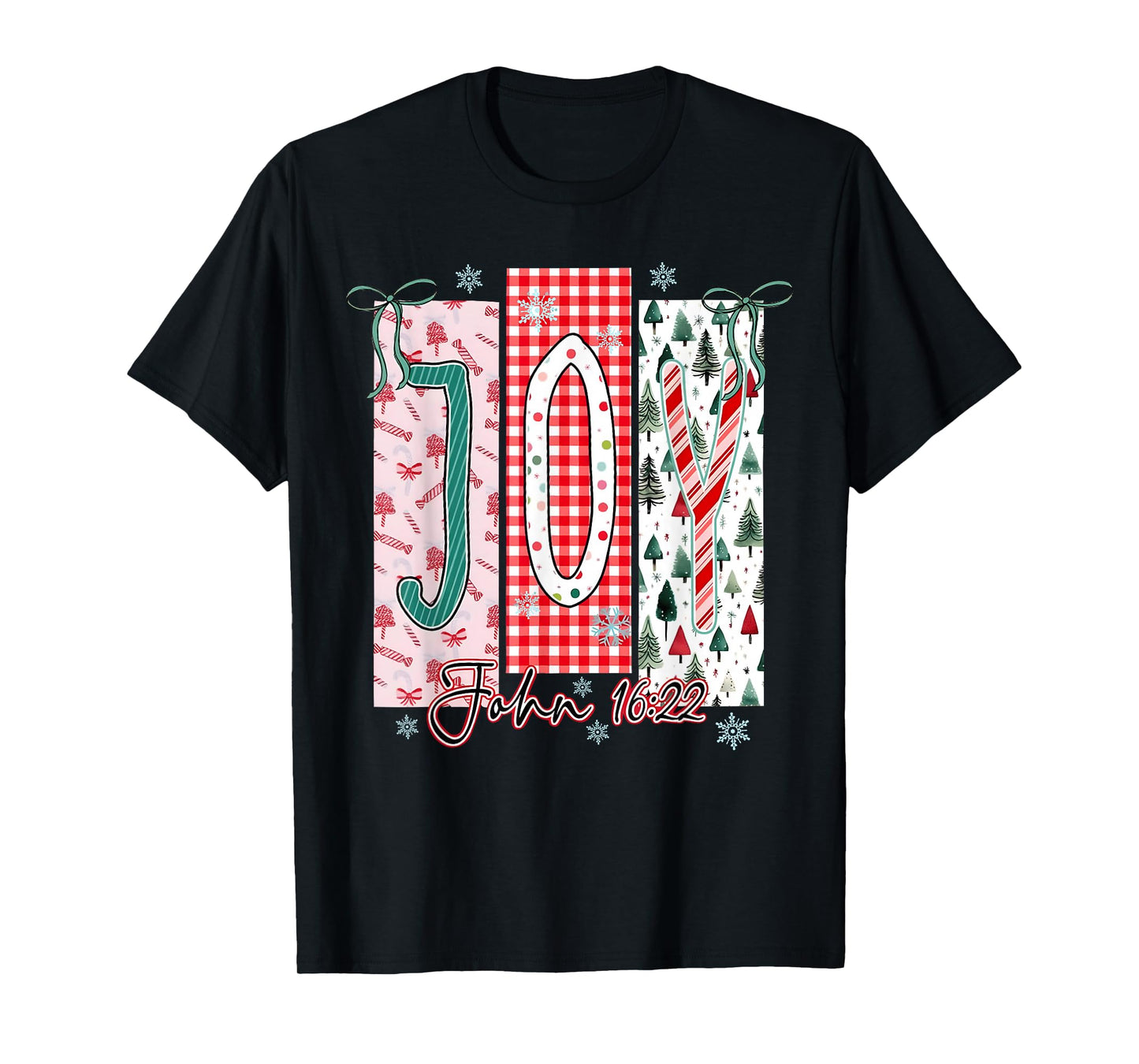 Joy Christmas Santa Coquette Bow Women Girls T-Shirt