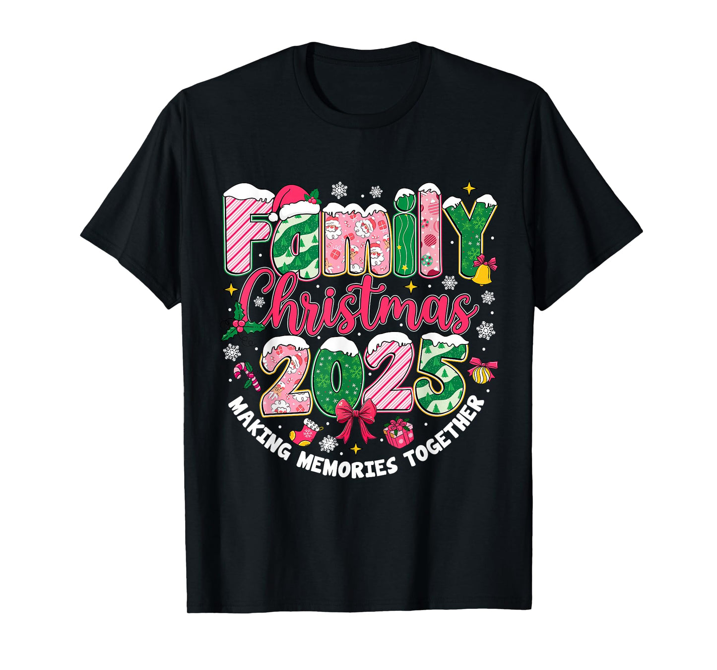 Family Christmas 2025 Matching Pink Xmas Outfit Squad Santa T-Shirt