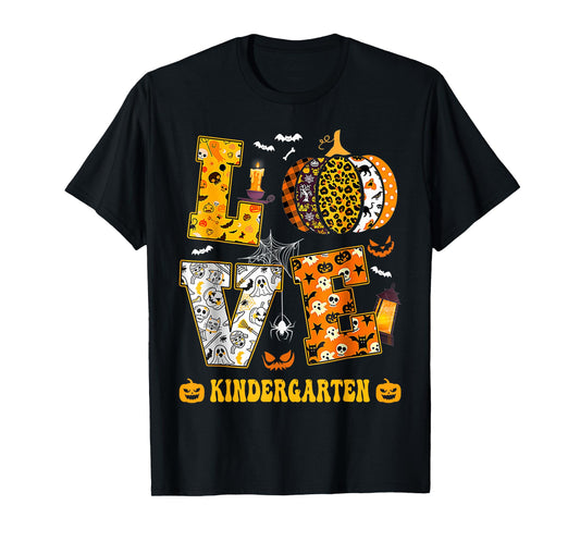 LOVE Kindergarten Pumpkin Teacher Student Halloween Costume T-Shirt