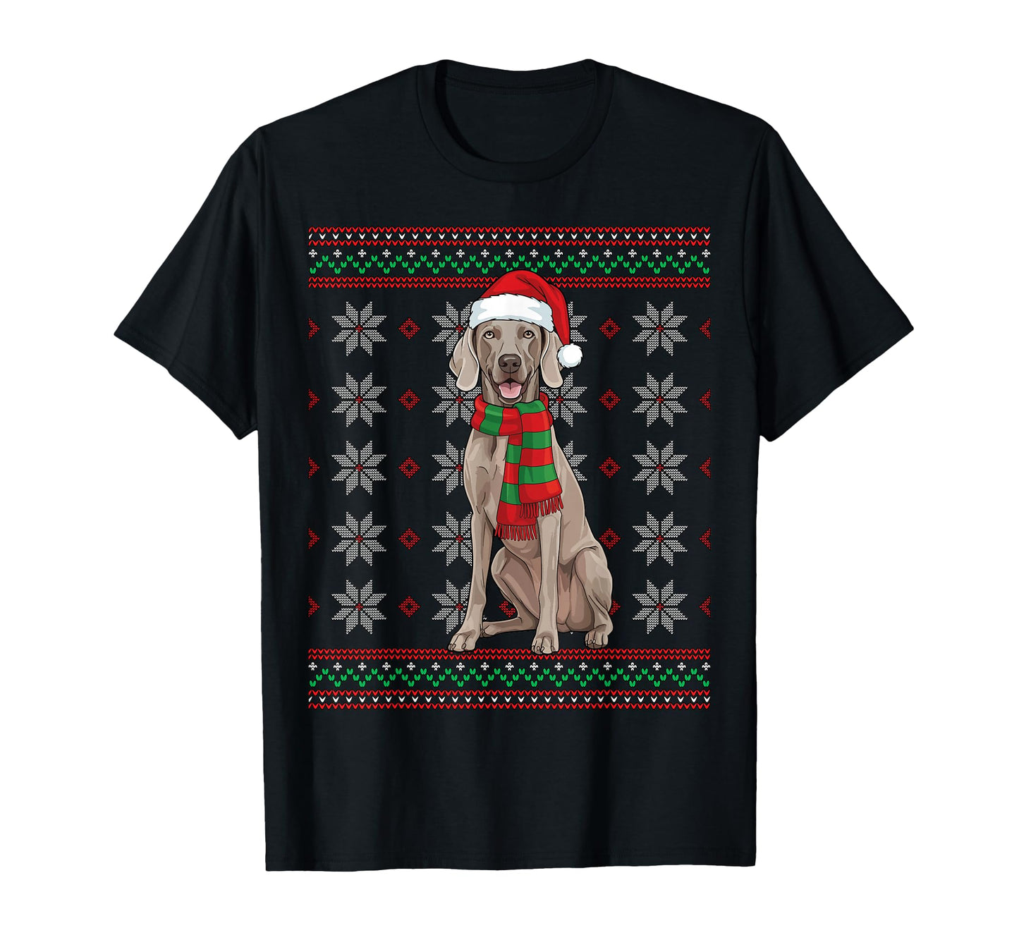 Weimaraner Braco De Weimar Santa Ugly Christmas T-Shirt