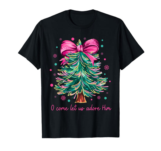 Oh Come Let Us Adore Him Jesus Christian Holiday Christmas T-Shirt