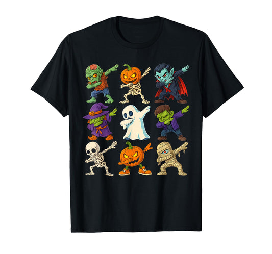 Dabbing Halloween Boys Skeleton Zombie Scary Pumpkin Mummy T-Shirt