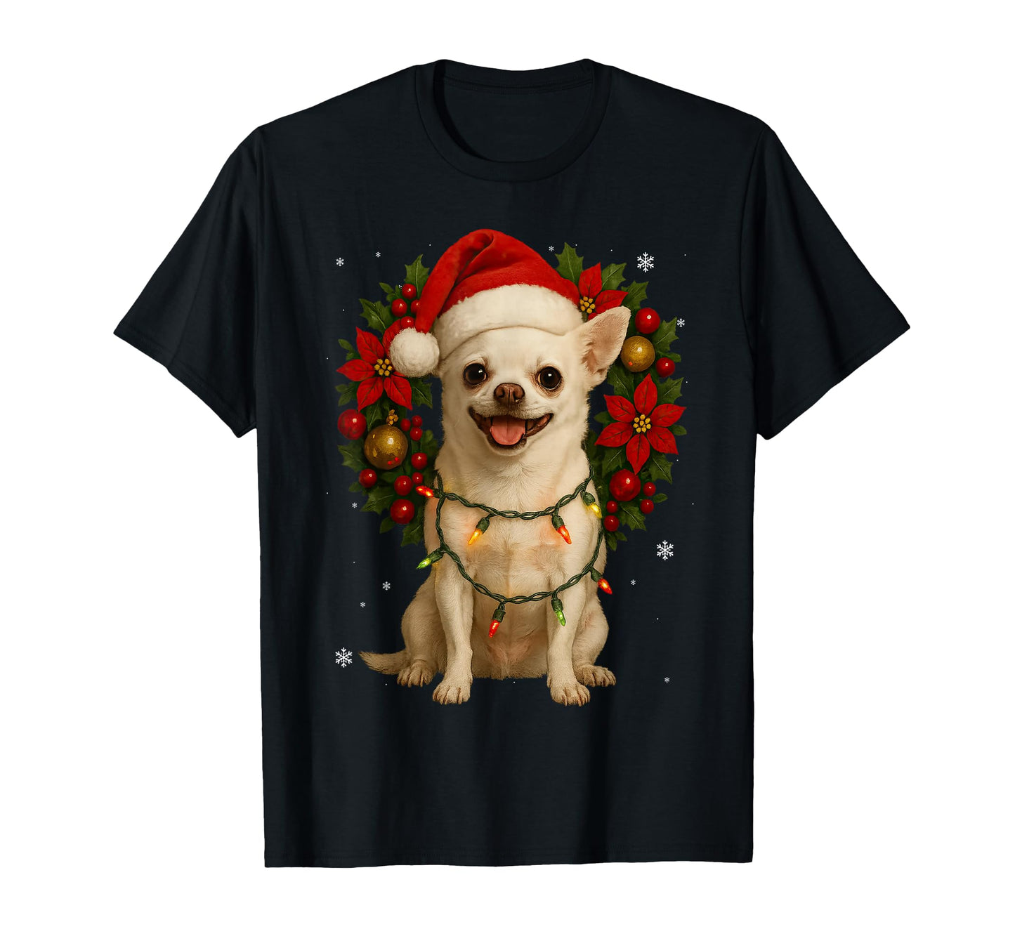 Christmas Chihuahua Dog Tree Festive Wreath Xmas T-Shirt