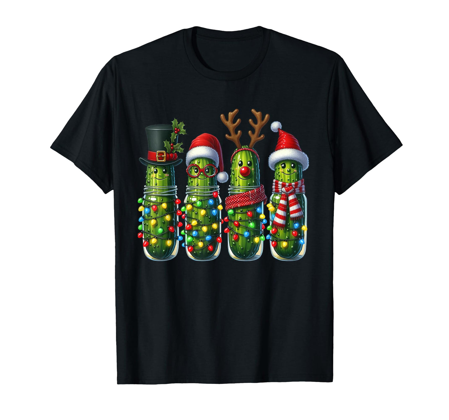 Funny Christmas Pickle Cactus Family Matching Holiday Outfit T-Shirt