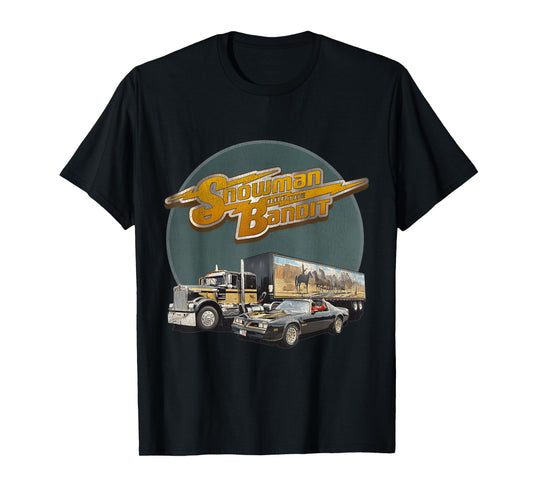 Huiibao Unisex Adult Retro Trucking Snowman And The Bandit T-Shirt - Black, Small
