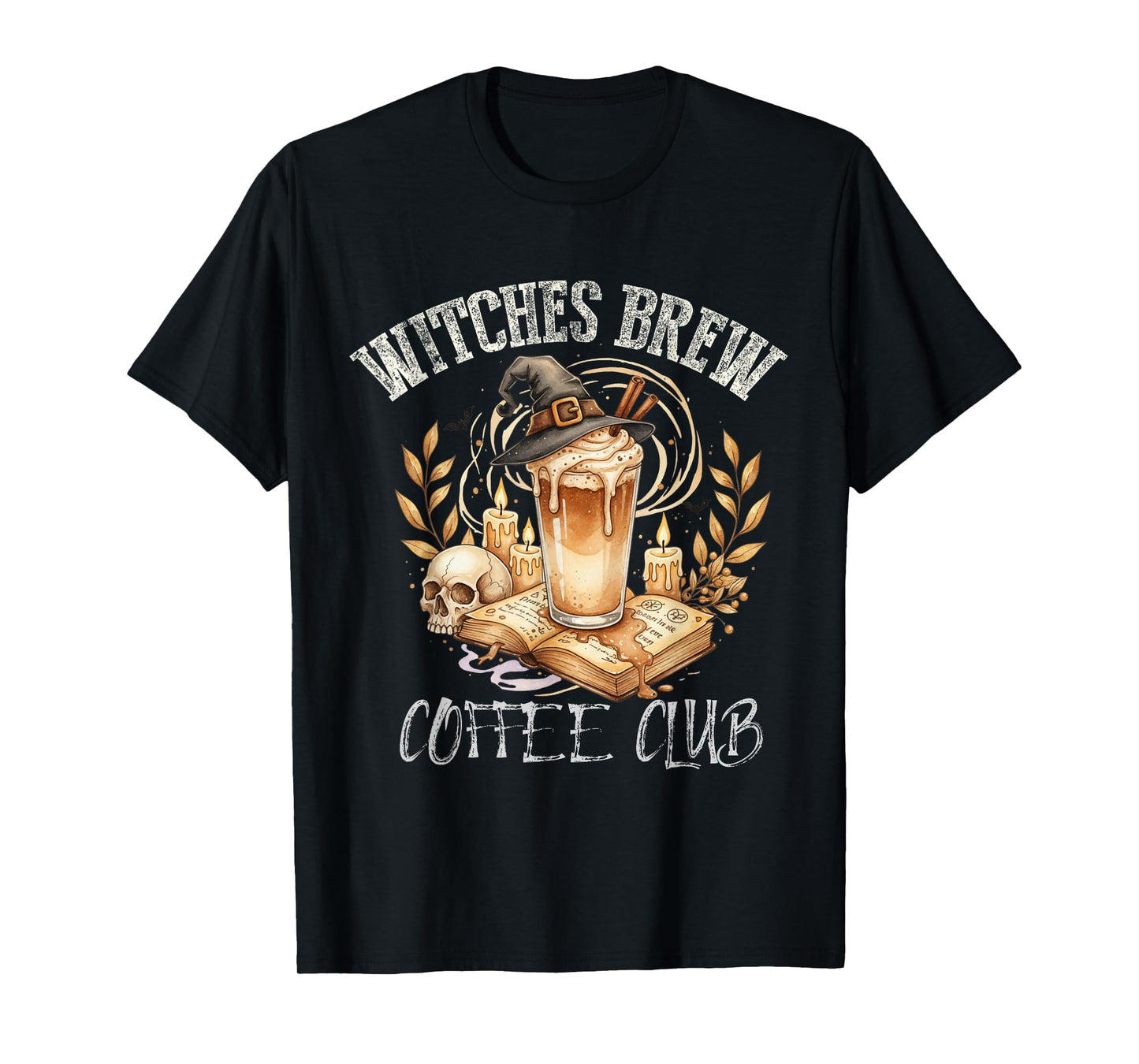 Witches Brew Coffee Club Cozy Halloween Skeleton Fall Season T-Shirt