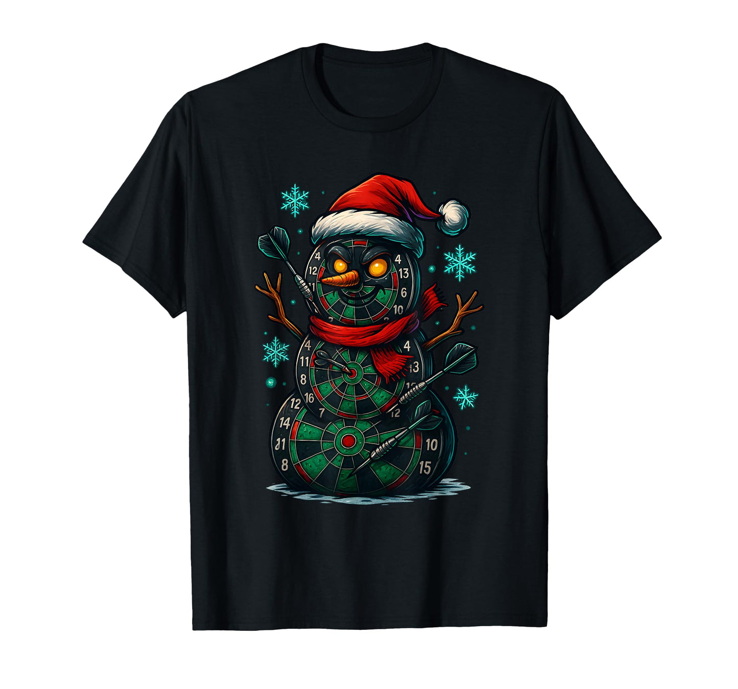 Funny Dartboard Snowman Christmas Santa T-Shirt