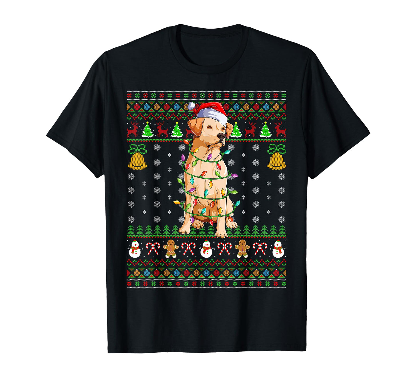 Labrador Retriever Dog Christmas Lights Ugly Sweaters Xmas T-Shirt