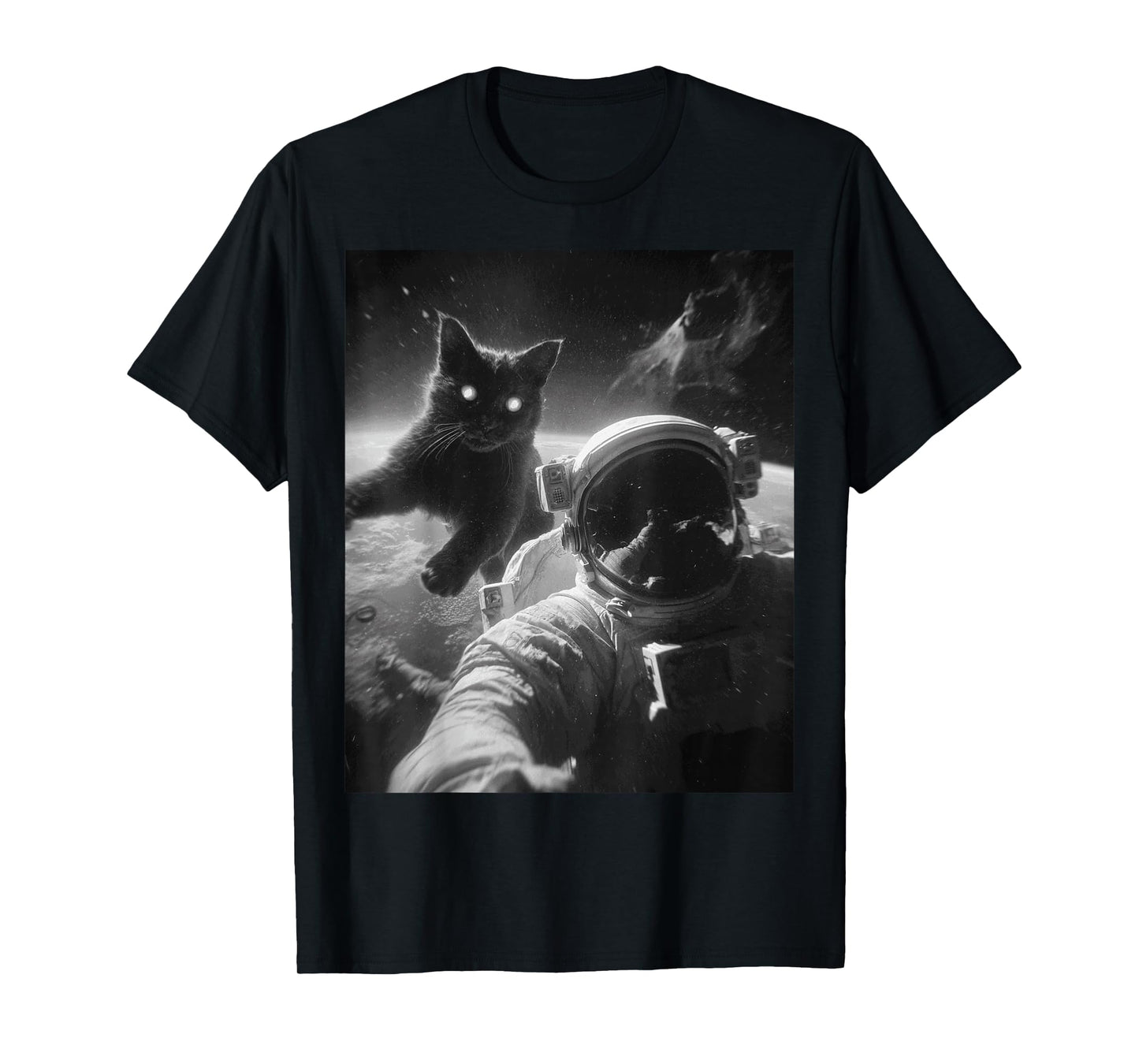 Funny Graphic Cat Astronaut Selfie Funny T-Shirt