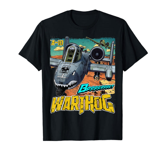 A-10 Warthog Jet Airplane Brrrt Funny Comic Graphic T-Shirt