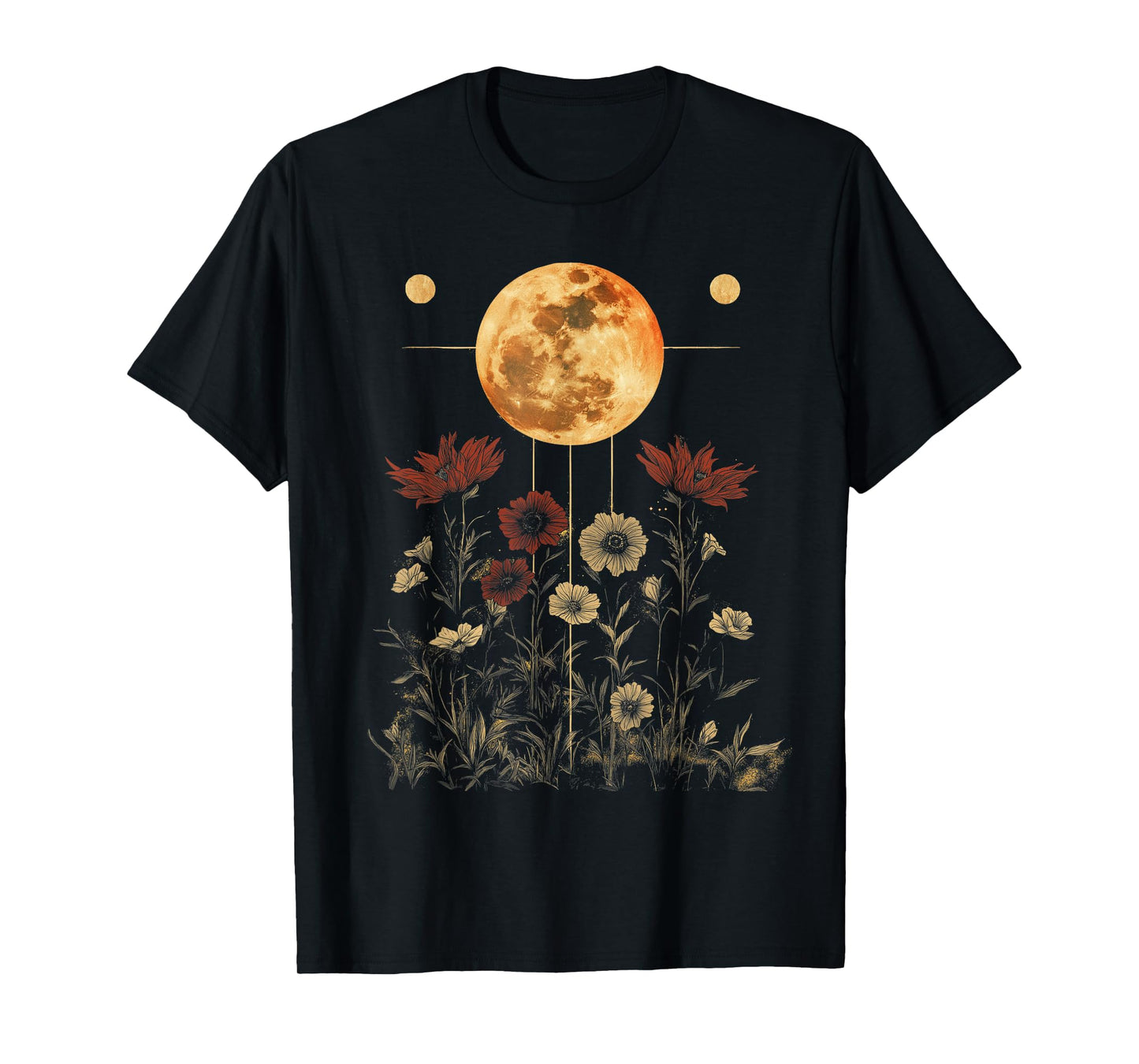 Lunar Flower Garden Moon Phase Celestial Botanical T-Shirt