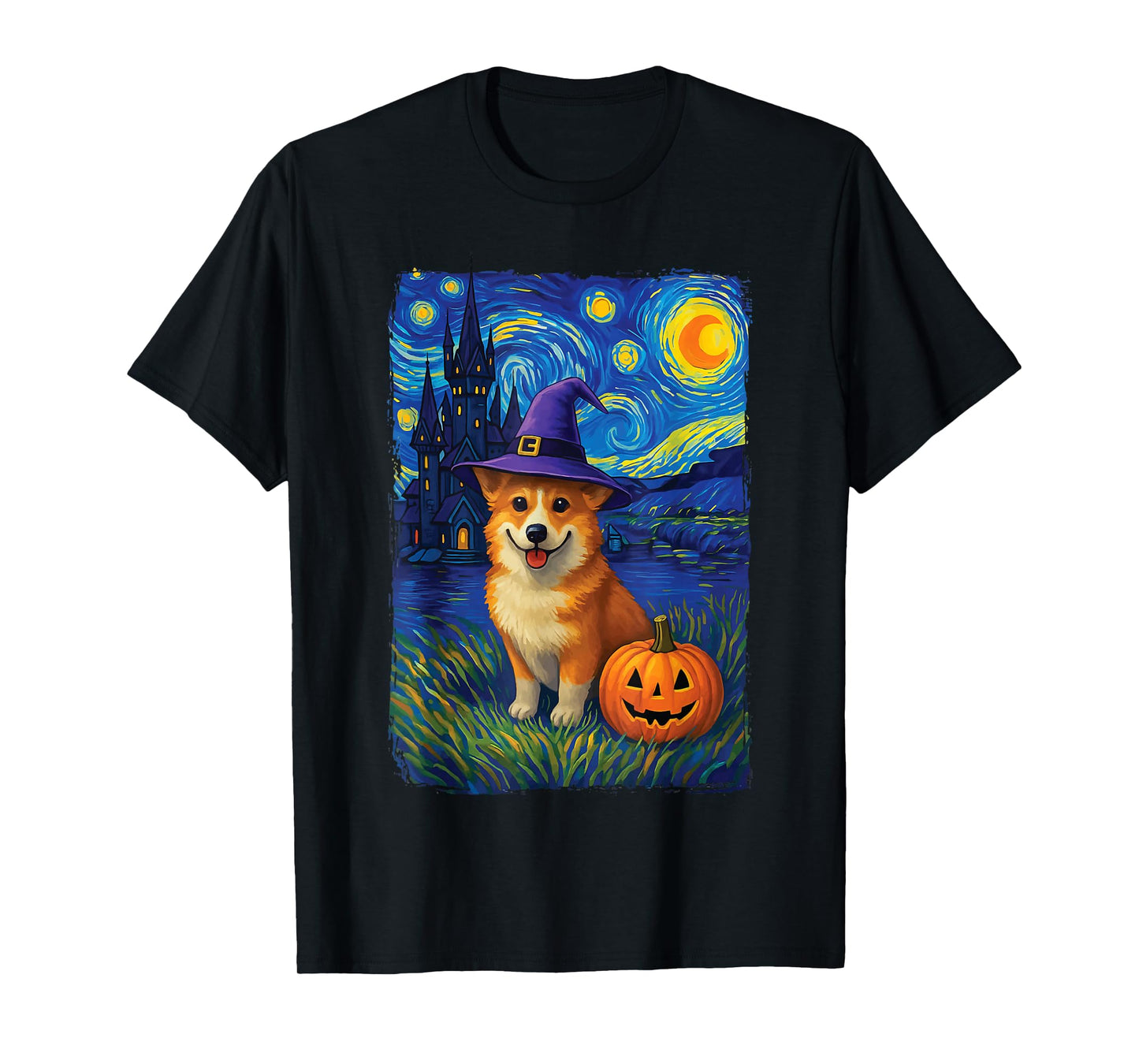 Corgi Starry Night Halloween T-Shirt