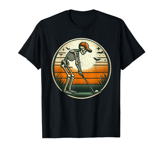 Skeleton Golf Halloween Golfer Golf Player Funny Men Dad T-Shirt
